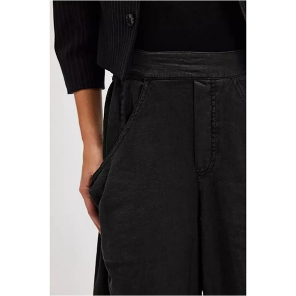 Free People High Road Washed Pull-On Linen Barrel Trousers - Picture 8 of 8